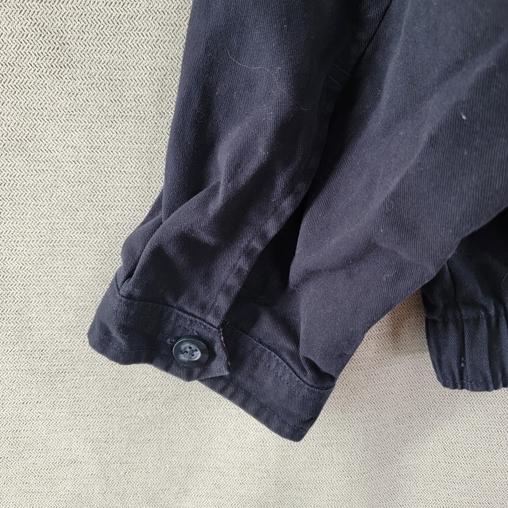 Chaps Jacket Bi Swing 100% Cotton Harrington Plaid Lined Preppy Size Large Navy - Picture 5 of 12